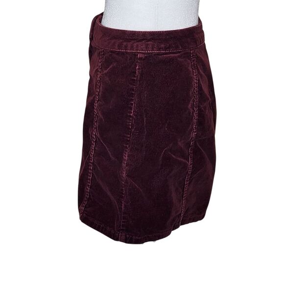 Arizona Jean Co Corduroy Skirt Burgundy Wine Button Front Y2K Juniors Size 5/27 - Picture 3 of 9